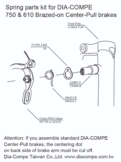 Dia-Compe Center Pull Caliper Spring Assembly Kit for GC610